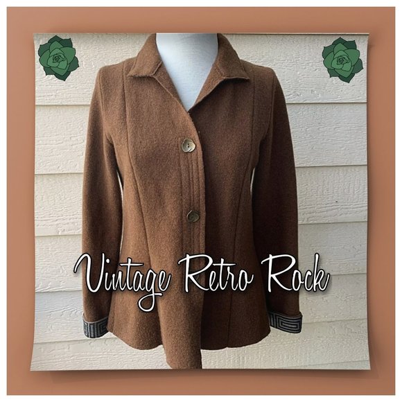 Christine Gilbert Designs Jackets & Blazers - 🔥SOLD🔥Christine Gilbert Designs Boiled Wool Long Sleeve Blazer Brown Jacket L